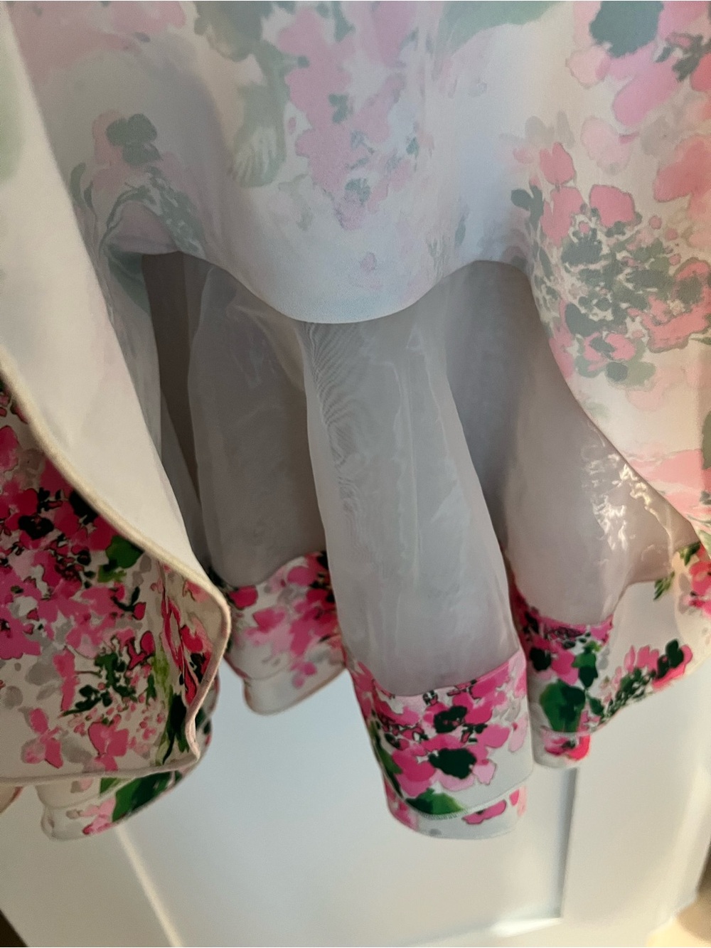 Tuckernuck Pink and Green Floral Ruffle-Hem Mini Dress - Picture 10 of 11